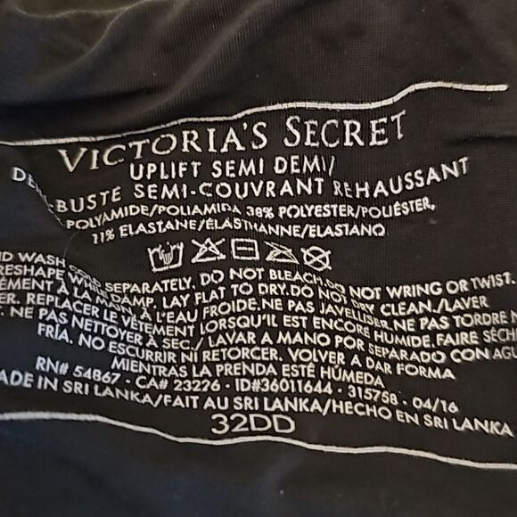 VICTORIA'S SECRET Womens size 32DD uplift semi demi black bra - Picture 4 of 4